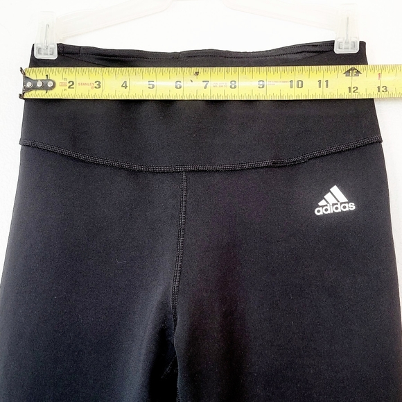 ADIDAS Climalite 3 Stripe High Rise Leggings NEW Size Small Black Cropped Pants - Picture 7 of 9